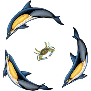 Common Dolphin Group and Blue Crab - Pool Mosaic