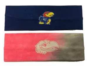 Kansas Jayhawks TOW Blue & & Tie-Dye Pink 2 Pack Yoga Headbands