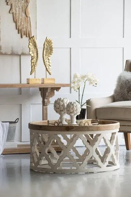 Lattice Round Shabby Chic Coffee Table