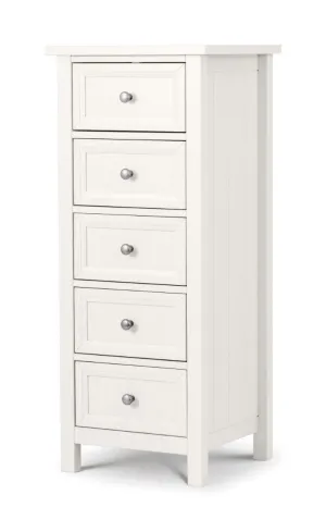 Maine 5 Drawer Tall Chest - Surf White