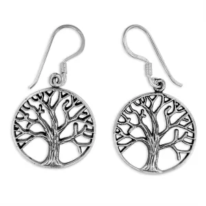 Sterling Silver Tree of Life Dangle Earrings