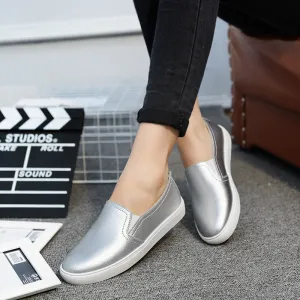 White Small Leather Shoes Korean Casual One-Legged Leather Lazy Shoes