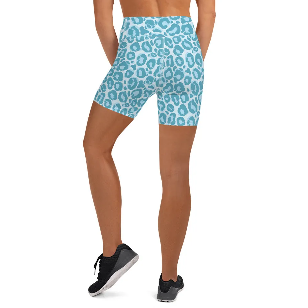 Yoga Shorts Blue Leopard